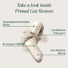 Primal Harvest Primal Gut Restore capsules ready for daily probiotic support.