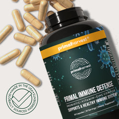 Primal Immune Defense daily-use bundle illustration showing two capsules per day