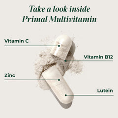 Primal Harvest Primal Multivitamin bottle dosage shows one capsule per day.