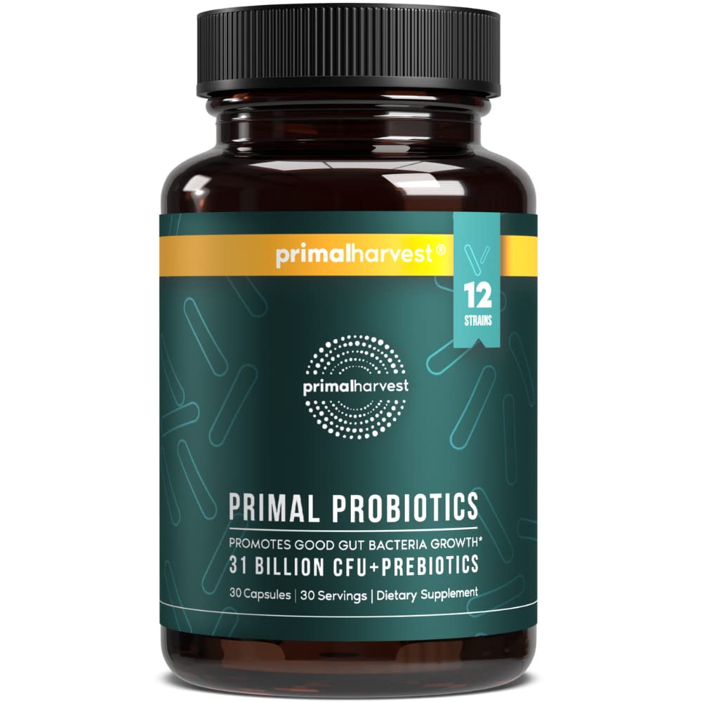 Primal Harvest Probiotics bottle pour for daily gut health support.