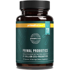 Primal Harvest Probiotics bottle pour for daily gut health support.