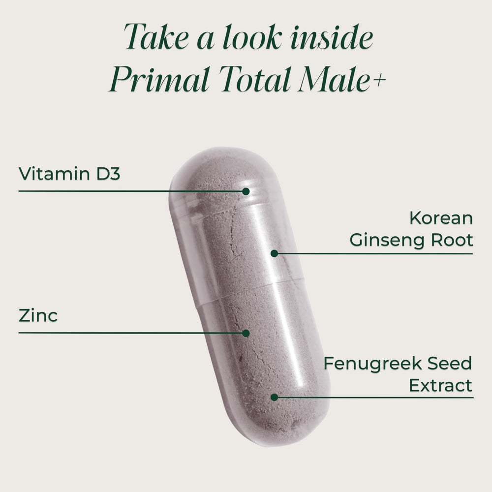 Primal Harvest Total Male+ capsules ready for daily wellness routine