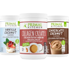 Primal Kitchen collagen vanilla coconut powder tub ready for daily mixing in beverages.