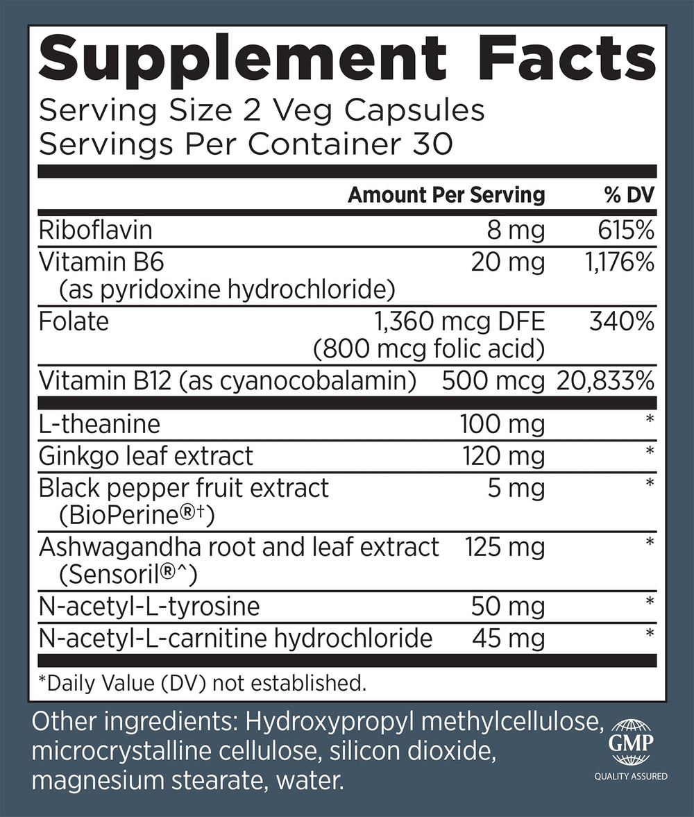 CogniForce bottle side view emphasizing convenient daily use with 60 capsules.
