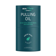 Primal Life Organics Real White Pulling Oil sachets for convenient pre-brush care