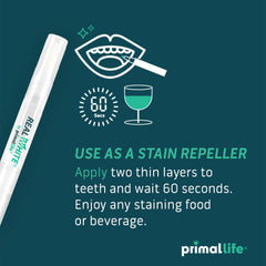 Primal Life Organics Real White Teeth Whitening Pens before-after example showing stain reduction