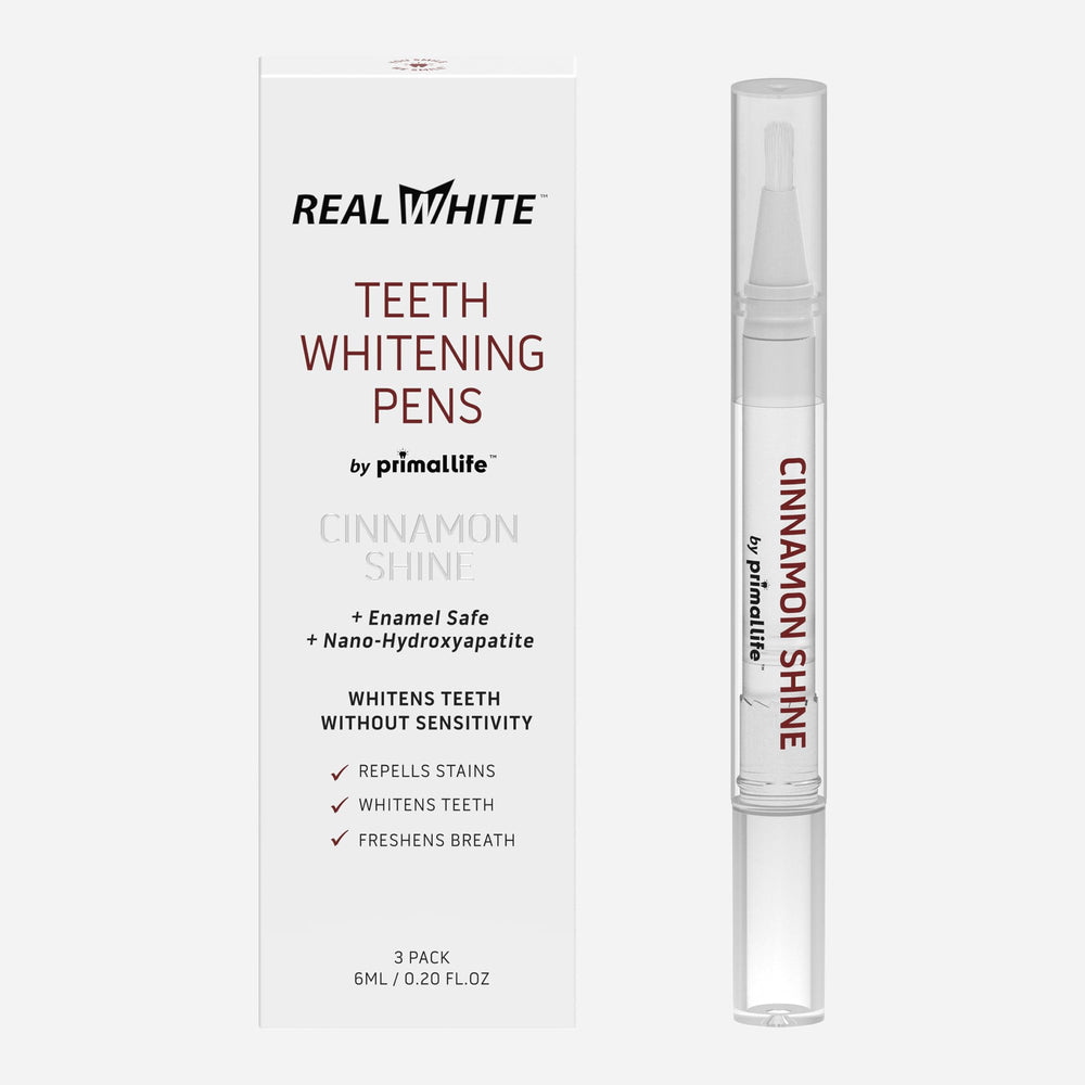 Primal Life Organics Real White Teeth Whitening Pen cap removal for quick at-home whitening