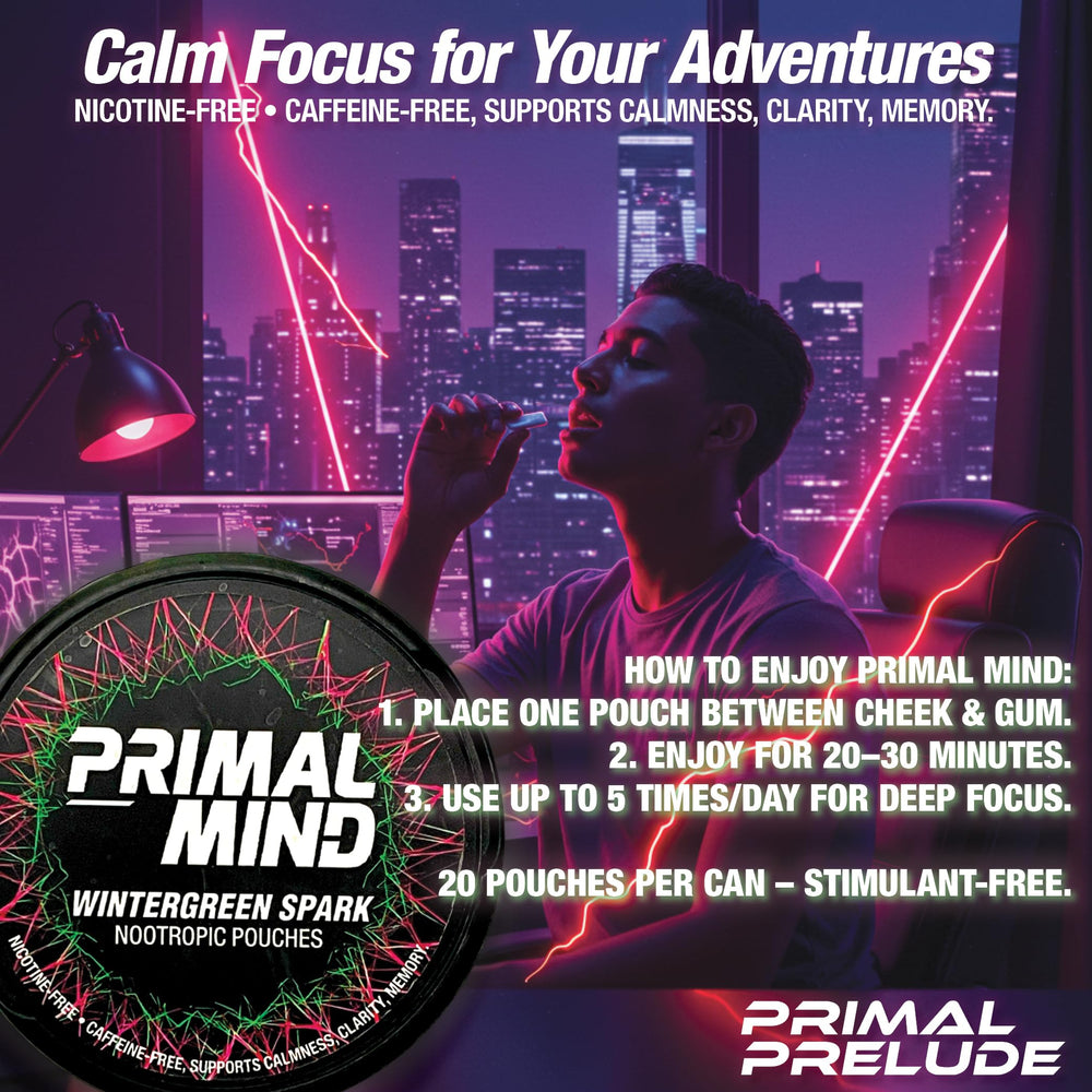 Primal Prelude wintergreen pouch pocket-ready for daily carry and use.
