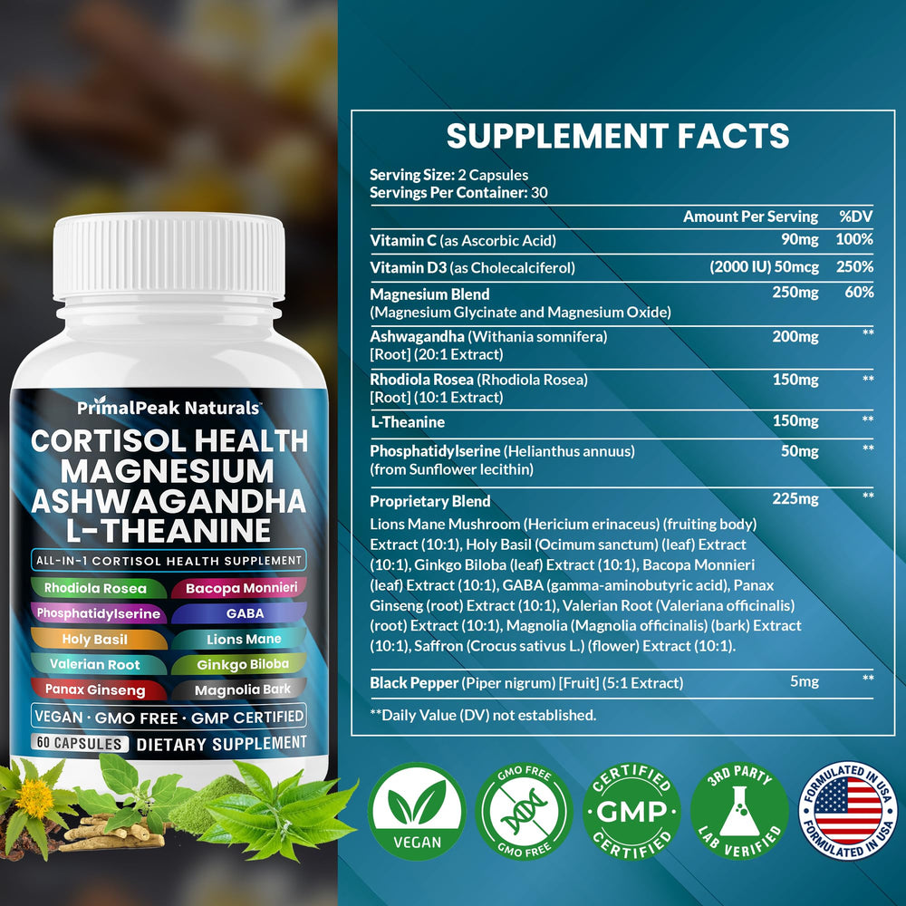 PrimalPeak Naturals capsules closeup shows small, easy-to-swallow vegan capsules