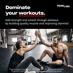 Prime Labs Prime Test capsules ready to take for workout endurance and focus.