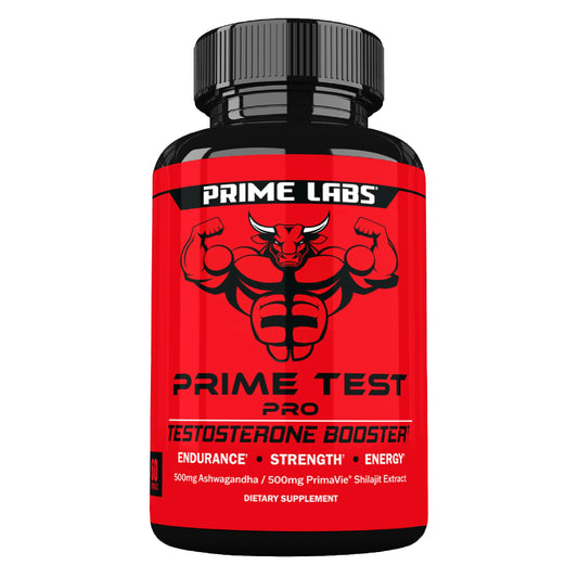 Prime Labs Prime Test Pro bottle with capsules signaling daily energy support.