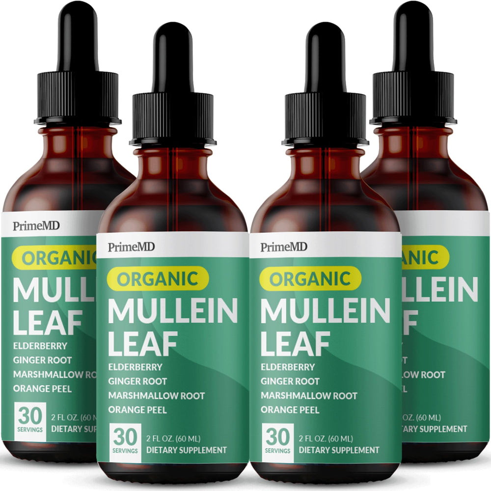 PrimeMD Mullein Drops bottle close-up for daily lung support and breathing comfort.