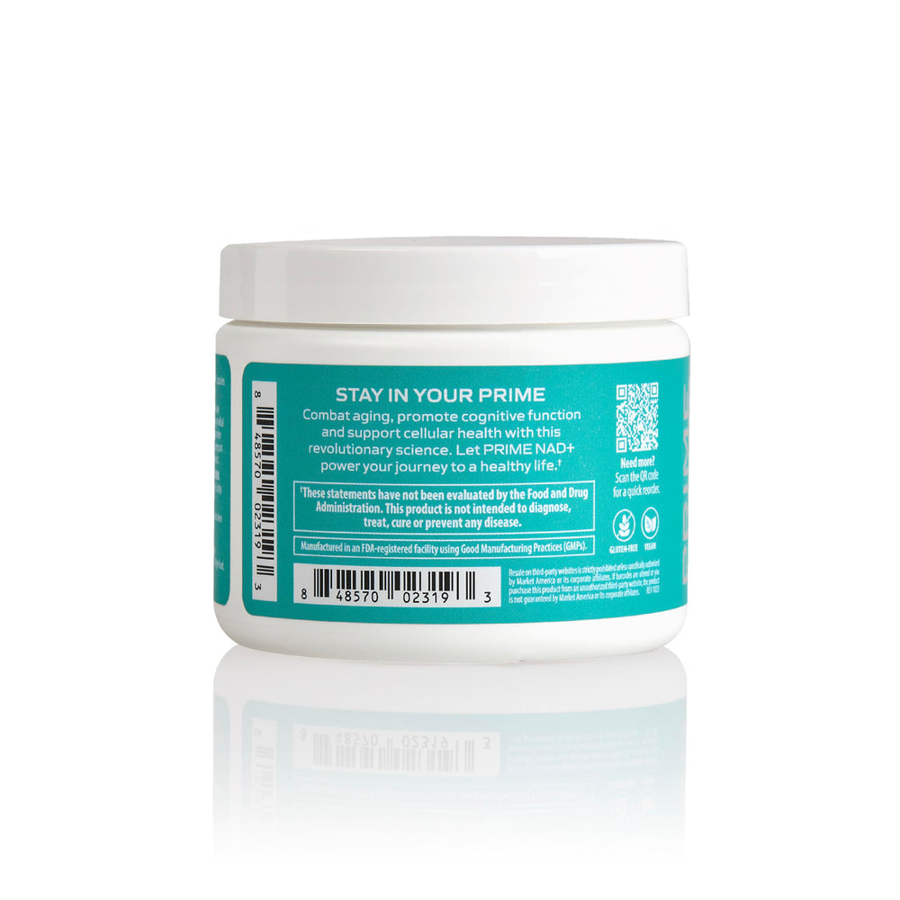 Prime NADPlus vegan gluten-free label emphasizing clean ingredients