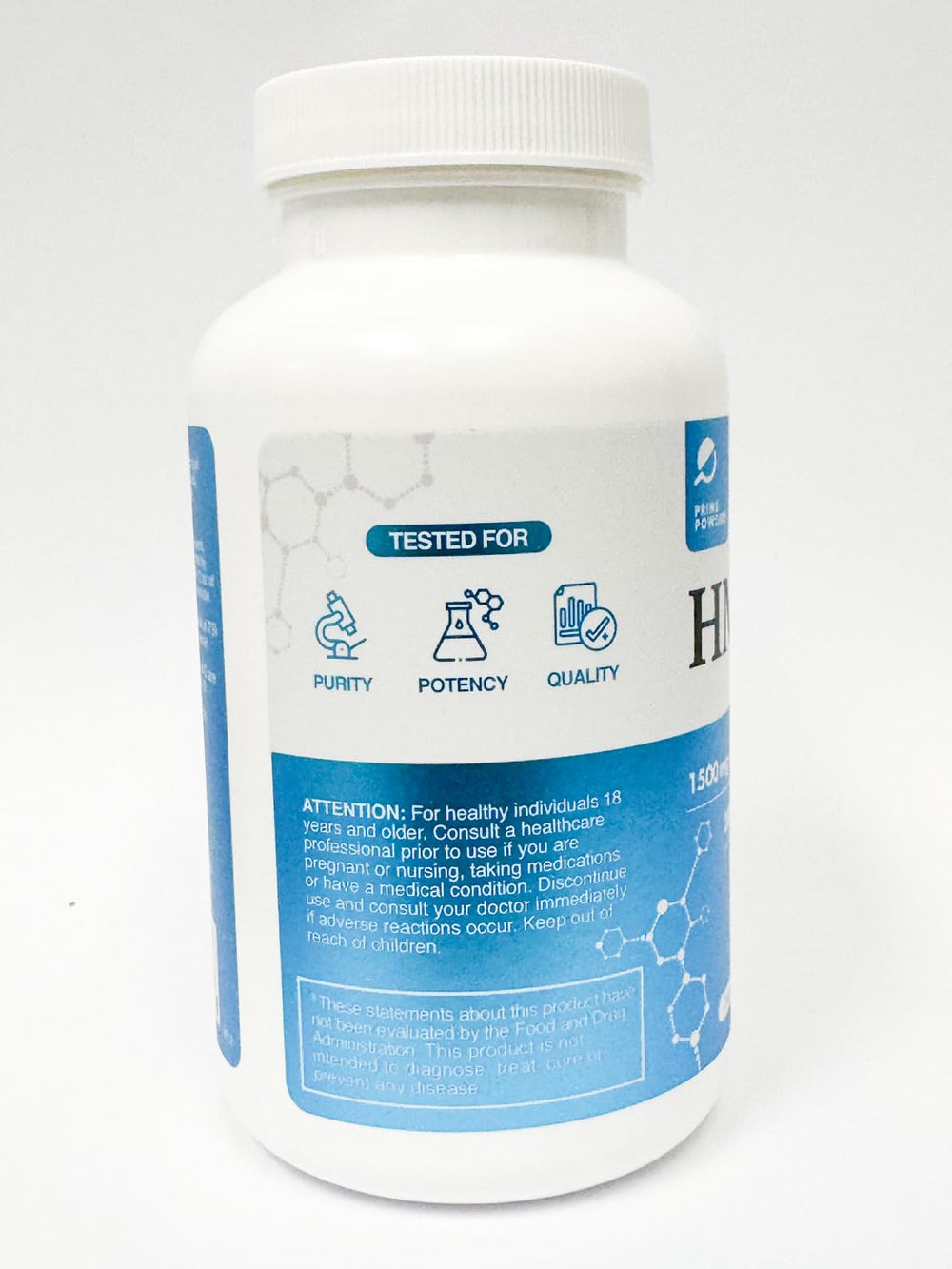 Prime Powders HMB D3 non GMO organic ingredients highlight quality sourcing.