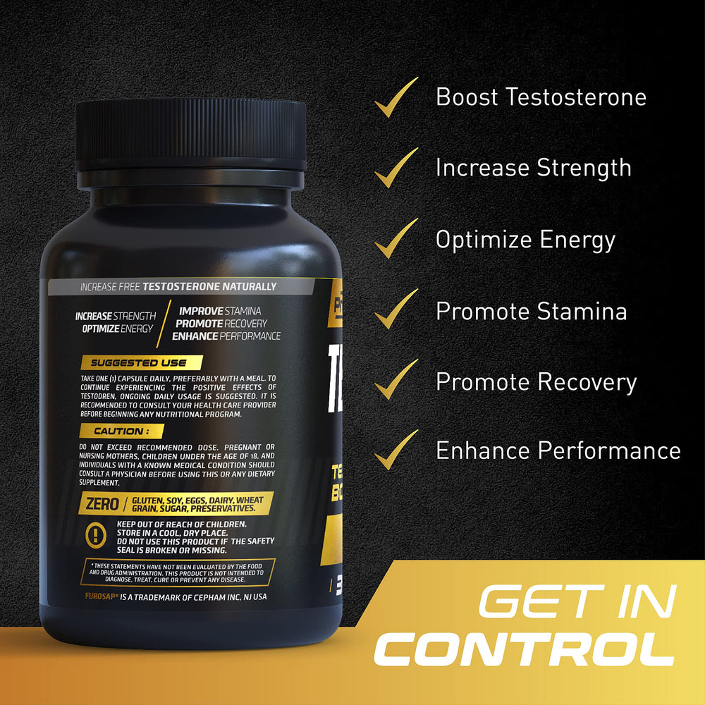 PrimeGENIX Testodren with dumbbells symbolizing strength and lean muscle support