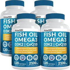 PrimeMD 5-in-1 fish oil lemon bottle for daily omega-3 with CoQ10 and vitamins