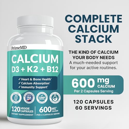 PrimeMD calcium d3 k2 capsules ready for daily intake.
