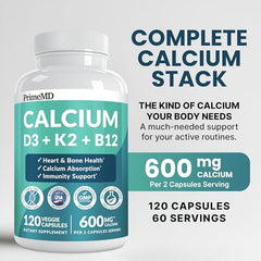 PrimeMD calcium d3 k2 capsules ready for daily intake.