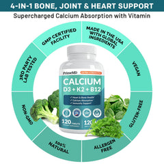 PrimeMD calcium tablets daily dose showing 1200 mg per serving