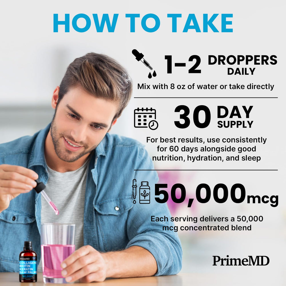 PrimeMD raspberry flavor liquid drops shown as tasty daily supplement.