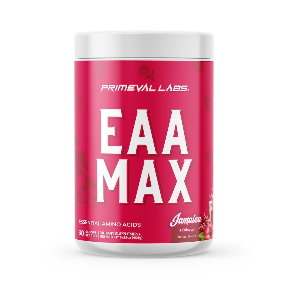 Primeval Labs EAA Max Energy bottle showing hydration-friendly packaging for workouts.