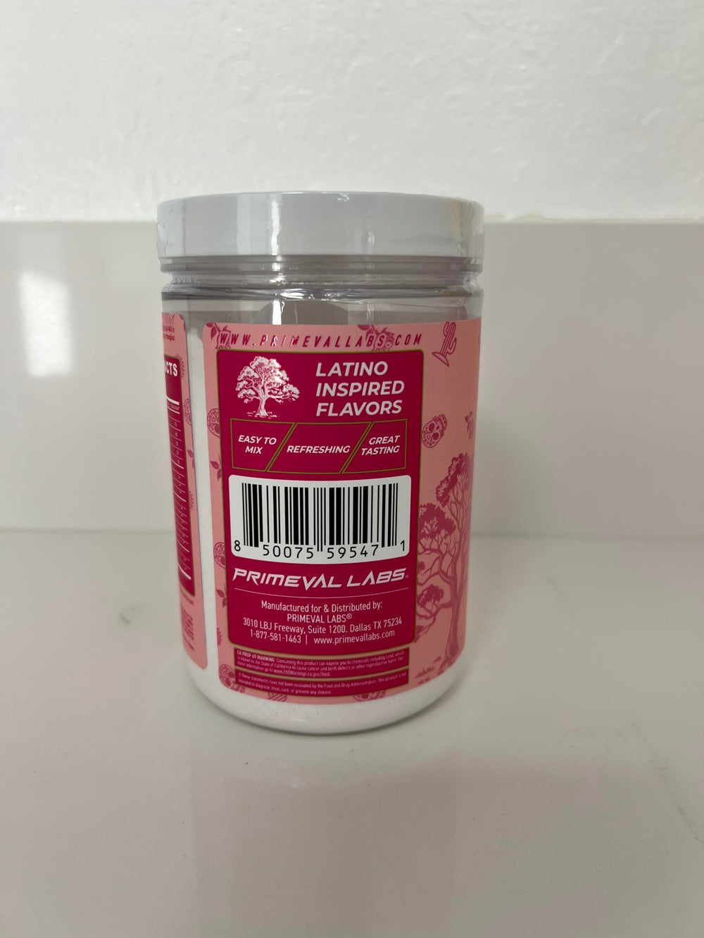 Primeval Labs EAA Max Energy packaging hero highlights compact, resealable canister.