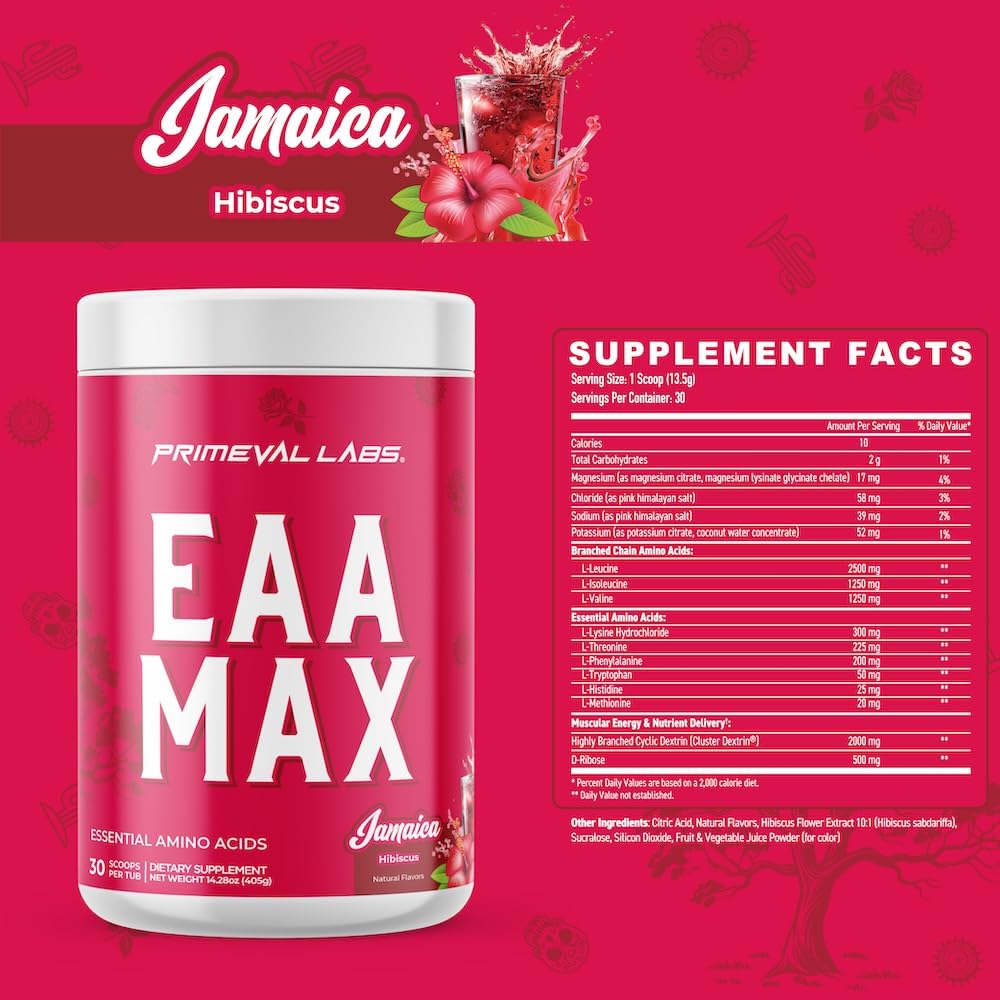 Primeval Labs EAA Max Energy powder scoop ready for pre or post workout use.