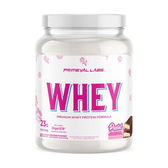 Primeval Labs Pure Whey bottle highlights high-protein support for post-workout recovery.