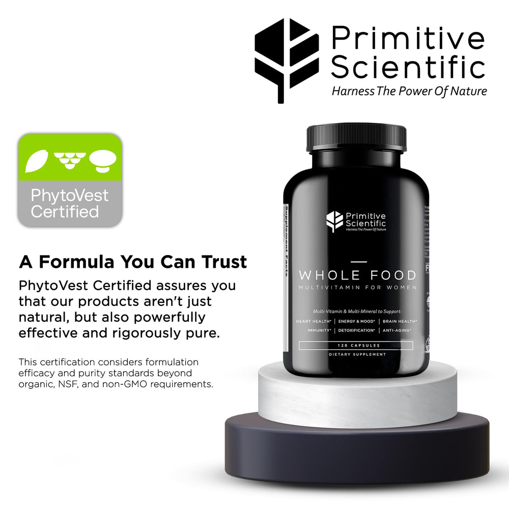 Primitive Scientific label shows non-GMO gluten-free and USA-made quality