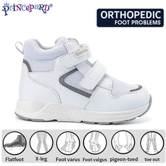 Princepard toddlers orthopedic shoes white ankle support helps stabilize little ankles.