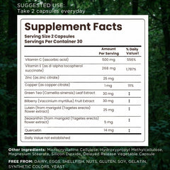 Pristene Macutene Protect label shows lutein and zeaxanthin for macular support