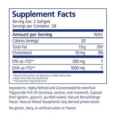 Nutrition label scan showing 1000 mg DHA and 200 mg EPA per serving.