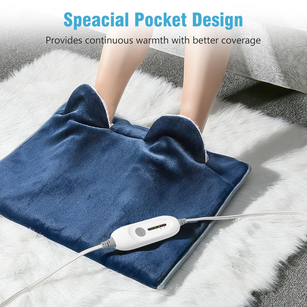 PROALLER foot warmer in navy-blue fabric complements home decor while warming feet