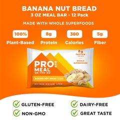 PROBAR MEAL Bar Banana Nut Bread ingredients shown: oats, nuts, seeds.