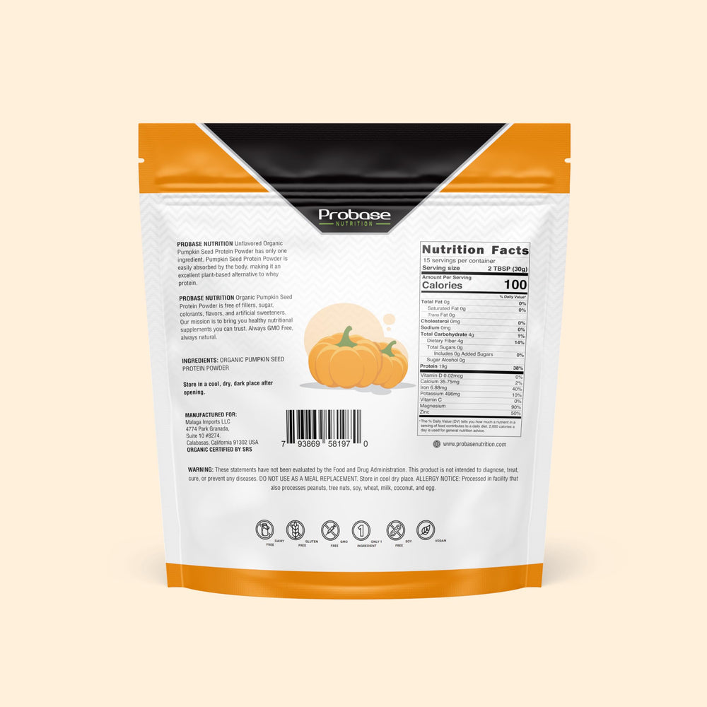 Probase Nutrition pumpkin seed protein powder in a kitchen scene for healthy routines.