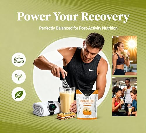 Probase Nutrition pumpkin seed protein powder scoop ready for protein-packed shakes.