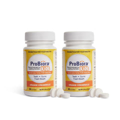 Probiora Kids orange creamsicle chewable tablet supports fresher breath and healthier gums