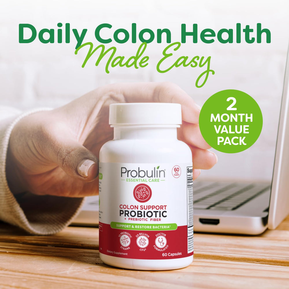 Probulin Colon Support bottle pour shot demonstrates easy daily dose.