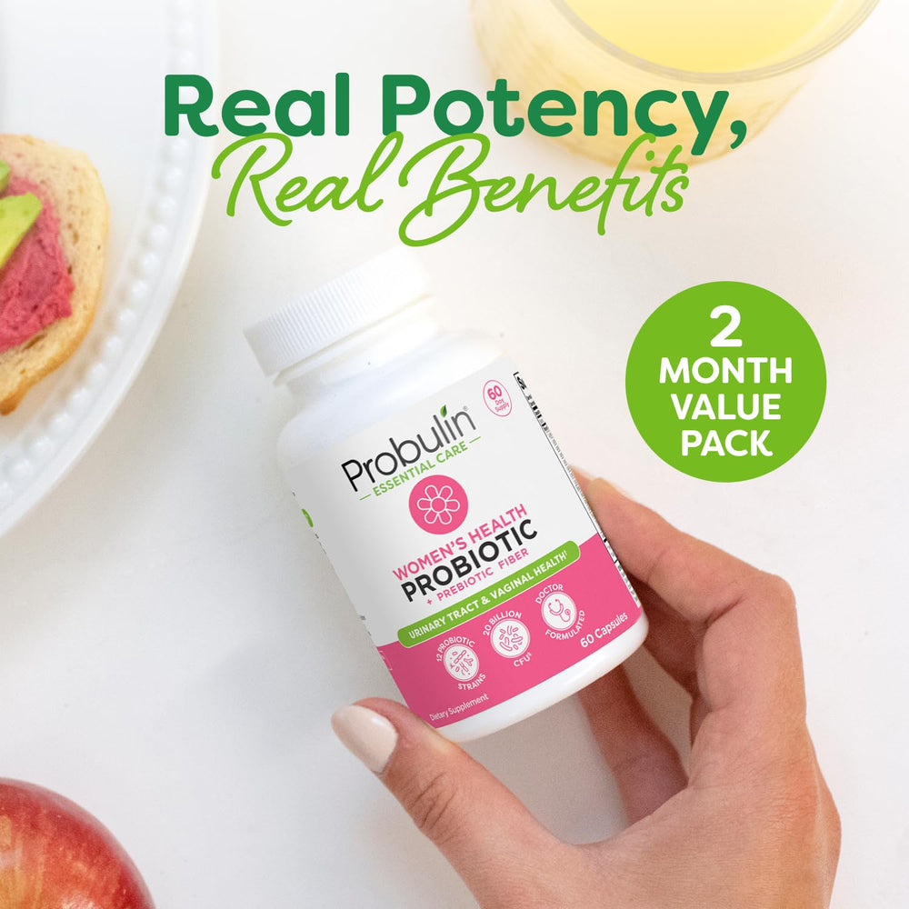 Illustration of Probulin prebiotic fiber blend nourishing gut-friendly bacteria.