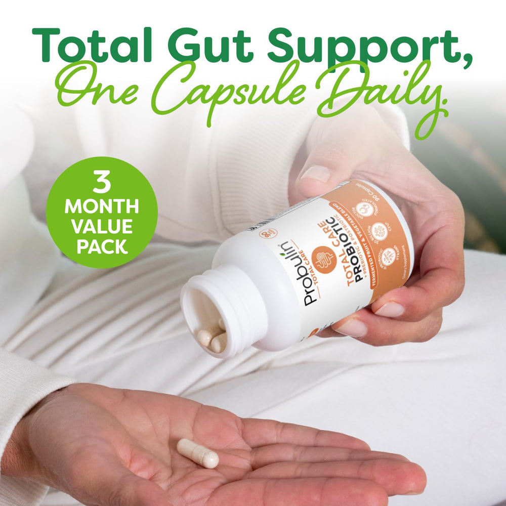 Probulin Total Care ingredients with fermented fruits and prebiotics for gut balance