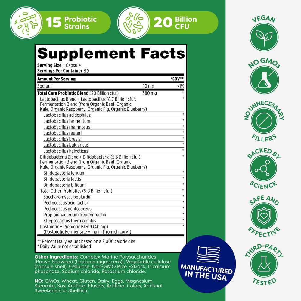 Probulin Total Care vegan capsules designed for dairy-free, gluten-free use