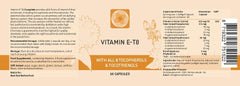 Procapsin ingredients panel displays all eight tocopherols and tocotrienols in a premium vitamin E blend.