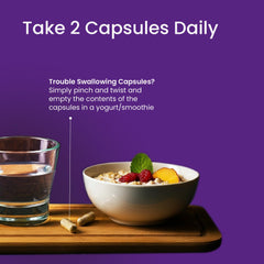 Proceive Men bottle with healthy foods to show easy integration.