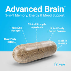 Dispensed dose of Procera Advanced Brain shown for convenient daily dosing and sustained focus.
