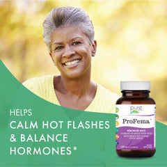 ProFema capsules close-up showing easy-to-swallow tablets for daily use