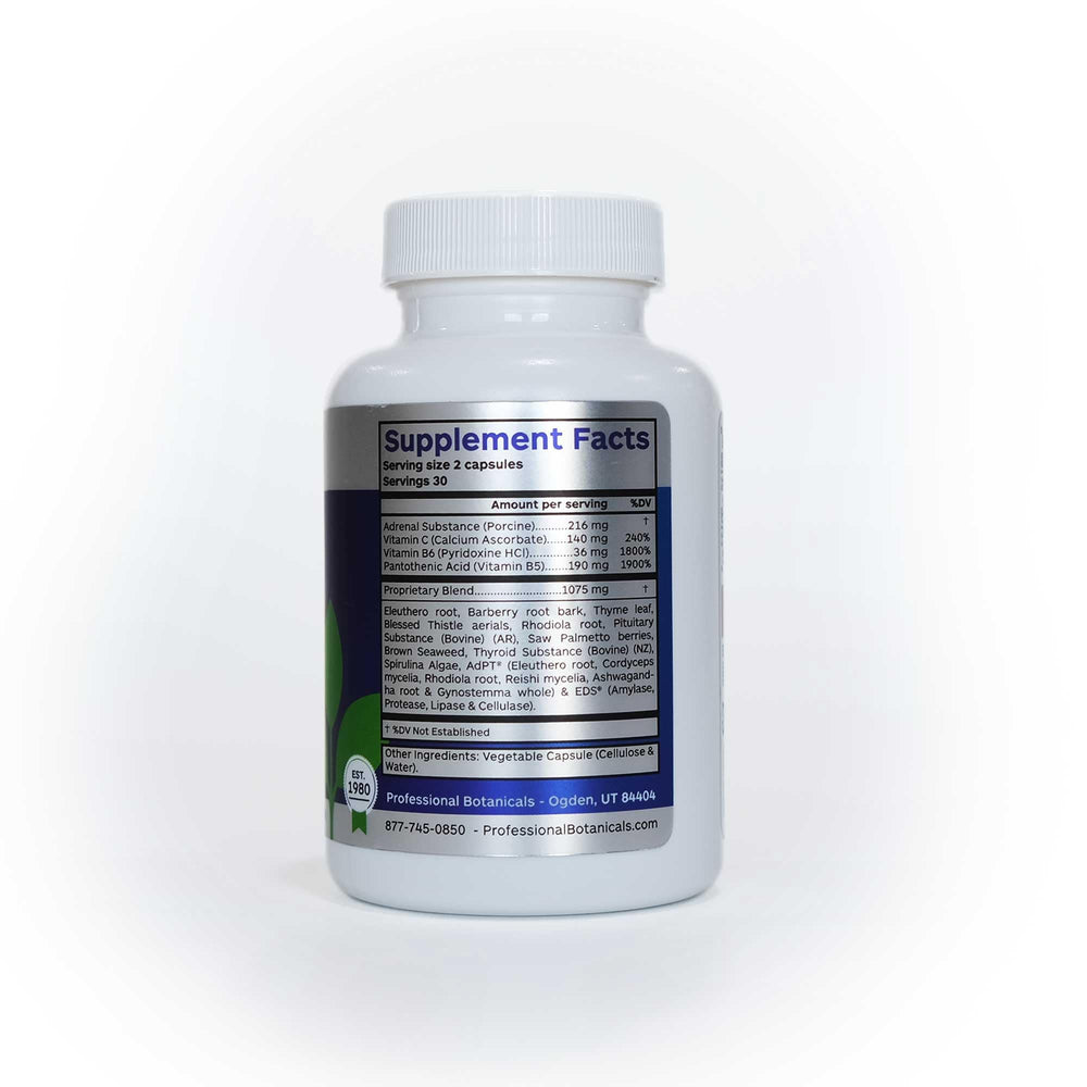 Professional Botanicals Adrenal Complex vegetarian capsules for plant-based wellness.