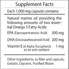 Professional Botanicals Omega3 softgels label detailing the EPA and DHA content.