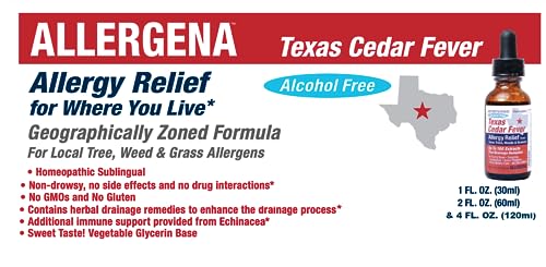 PROGENA Allergena Texas Cedar Fever dropper highlights easy sublingual administration