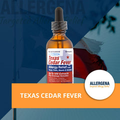 PROGENA Allergena bottle displayed with natural ingredients to imply herbal approach