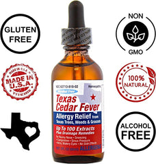 PROGENA Allergena Texas Cedar Fever packaging close-up emphasizes herbal formulation